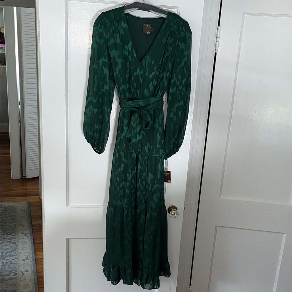 Taylor Deep Green Long Sleeve Dress